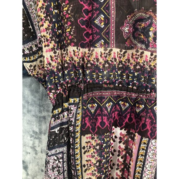 One World Woman's Shirt V-neck Blouse Elastic Waist Short Sleeve Adult Large - Picture 16 of 16